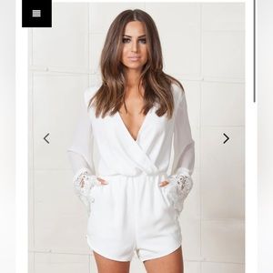 WYLDR - White Romper w/Lace Sleeves